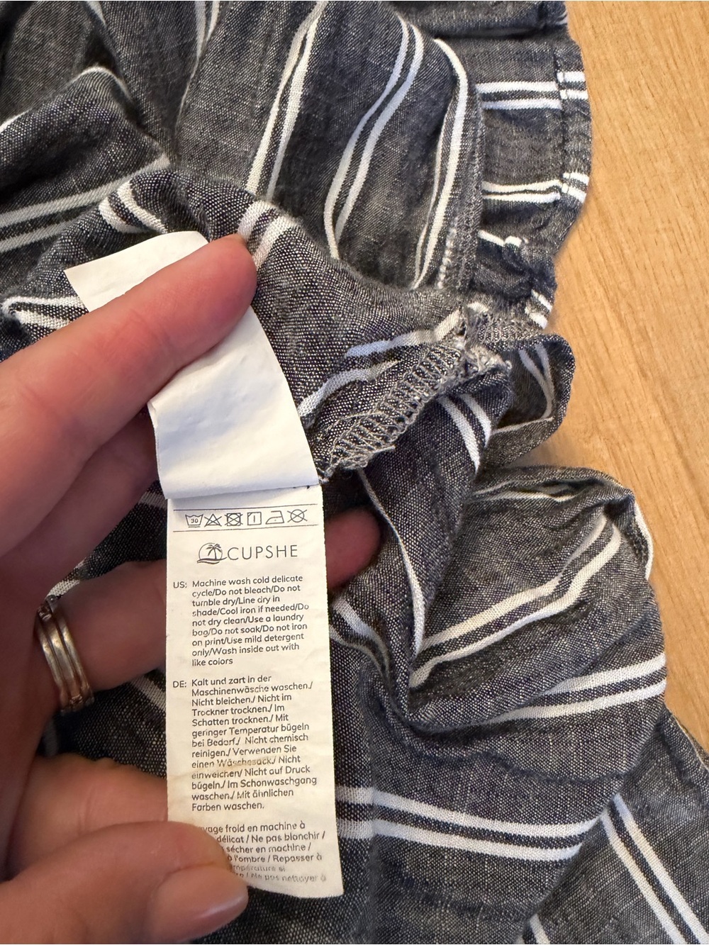 Cupshe Striped V-Neck Cinched Waist Maxi Dress - Gray - Picture 5 of 5